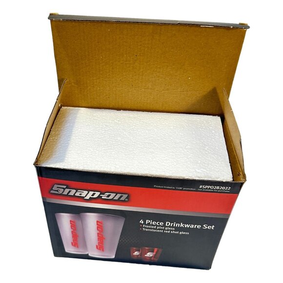 Snap-On Drinkware 4 Glass Box Set New  2 Pilsner and 2 Shot Mens - Picture 10 of 14